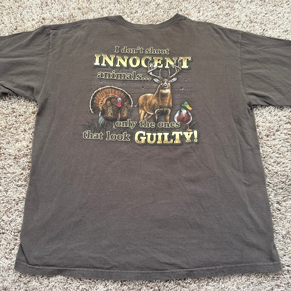 Buck Wear Mens XL Brown Hunting T-Shirt Innocent Animals Look Guilty Graphic Tee